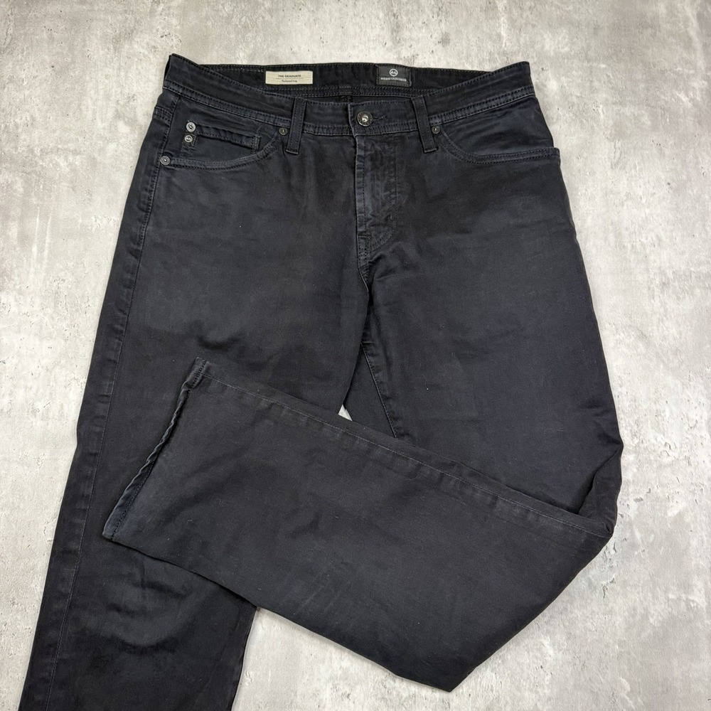 AG Adriano Goldschmied The Graduate Tailored Leg Black Denim Jeans Size 30x32
